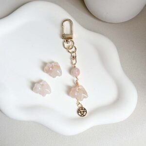 樱花玛瑙猫咪挂件｜Blossom Agate Cat Key Chain